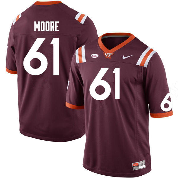 Men #61 Braelin Moore Virginia Tech Hokies College Football Jerseys Sale-Maroon